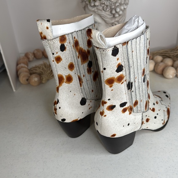 Collins White Multi Speckle Calf Hair Leather Ankle Boots Sz 7.5 - Picture 8 of 12